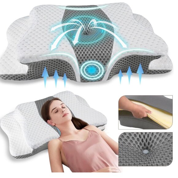 G328 Pain Relief Premium Memory Foam Cervical Pillow for Neck Support Queen Size - Picture 1 of 5